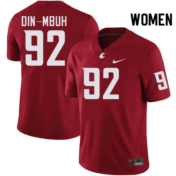 Women #92 Ansel Din-Mbuh Washington State Cougars College Football Jerseys Stitched-Crimson